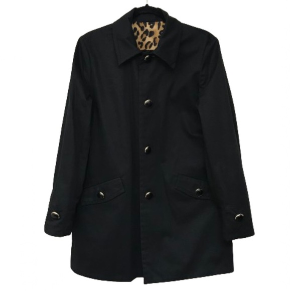 Reversible Black Cheetah Print Coat Jacket Jones New York Oversized Small S/M - Picture 2 of 14